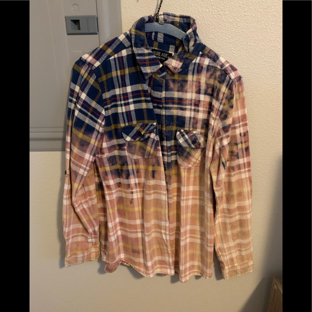 Plaid button down tie dye shirt never worn